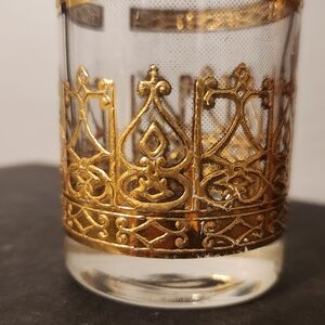 Vintage 22-karat gold crown and scroll pattern Shot Glass X1